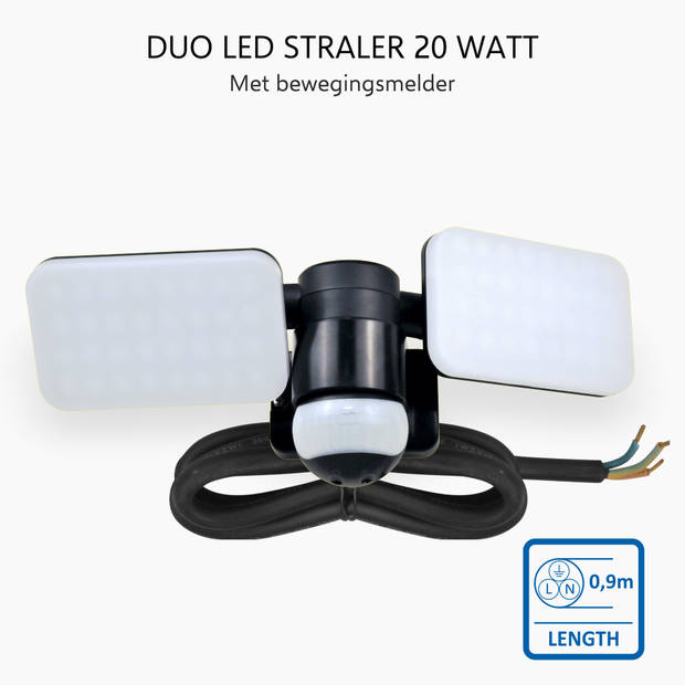 ELRO LF70 Duo LED Buitenlamp met Bewegingssensor - 2x10W - 1200LM