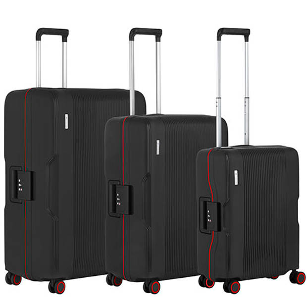 CarryOn Protector Luxe Kofferset - Reiskoffer met tsa-klikslot - Ultrasterk - Zwart