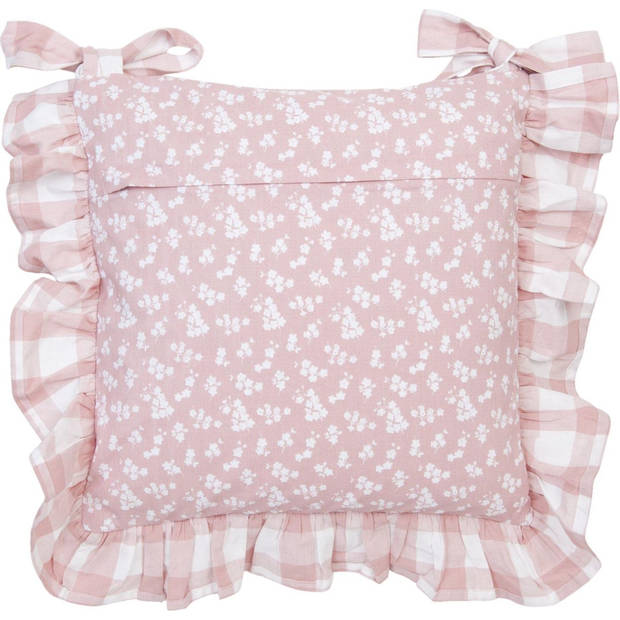 Clayre & Eef stoelkussenhoes - Katoen - 40 x 40 cm - Landelijk - Blossom - Oud Roze