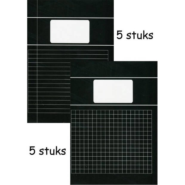 Benza Basic Schoolpakket - 3 rollen Kaftpapier - Schriften A4 5 x Lijn & 5 x Ruit - Zwart