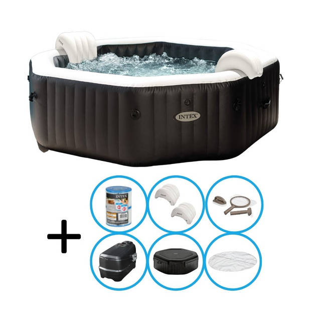 Intex - Jet & Bubble Deluxe - Jacuzzi - 201 x 71 cm - Zwart - Met onderhoudskit