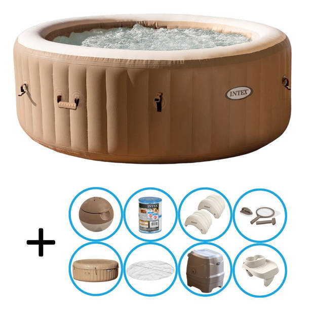 Intex - Bubble Massage - Jacuzzi - 196 x 71 cm - Beige - Inclusief toebehoren