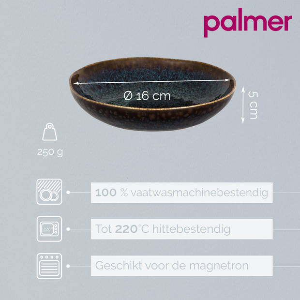 Palmer Schaal Eccentric 16 cm 40 cl Blauw Stoneware 2 stuks