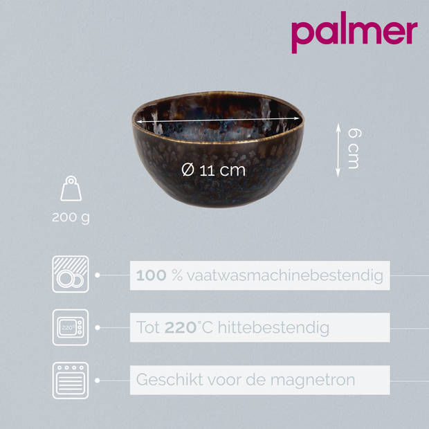 Palmer Schaal Eccentric 11 cm 26 cl Blauw Stoneware 6 stuks