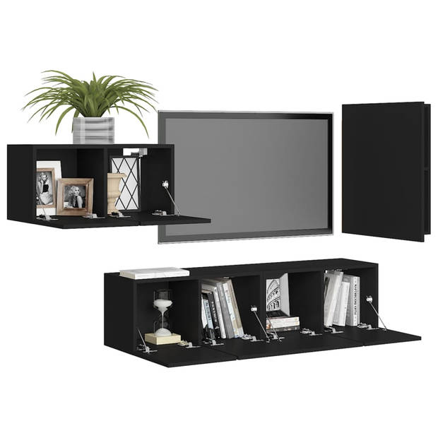 The Living Store Televisiemeubelset - 30.5x30x60cm - zwart