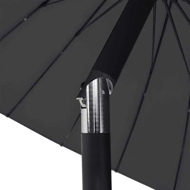 The Living Store Tuinparasol - UV-beschermend en anti-vervagend - 270 x 246 cm - Zwart - Aluminium paal - 38 mm