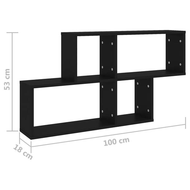 The Living Store wandplank - zwart - 100x18x53 cm - stevig en stabiel