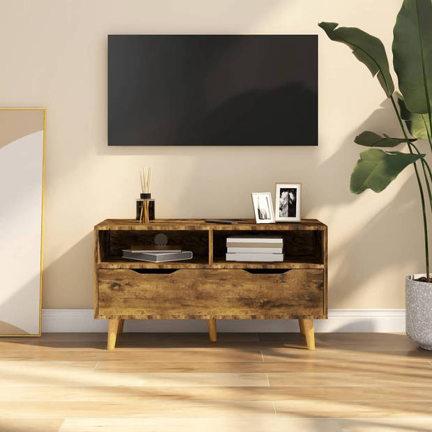 vidaXL Tv-meubel 90x40x48,5 cm bewerkt hout gerookt eikenkleurig