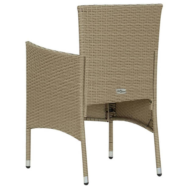 vidaXL 7-delige Tuinset met kussens poly rattan beige