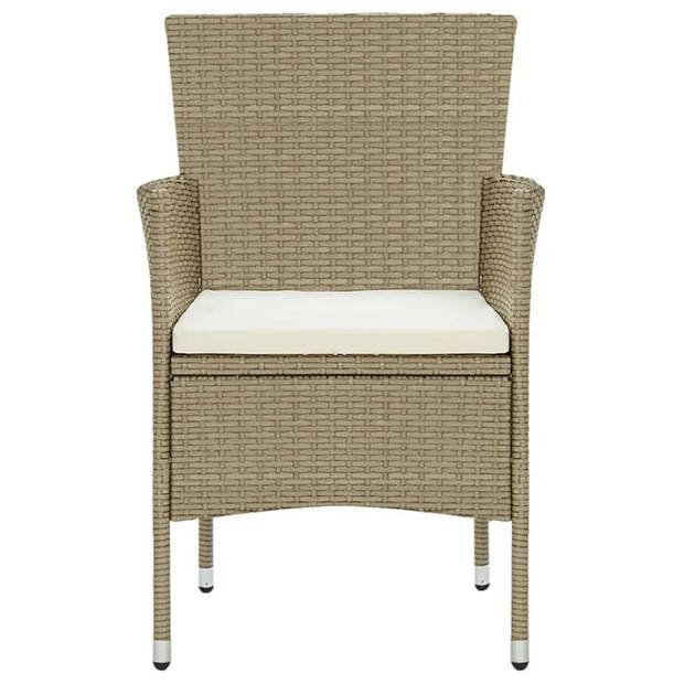 vidaXL 7-delige Tuinset met kussens poly rattan beige