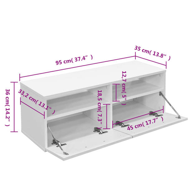 vidaXL Tv-meubel 95x35x36 cm bewerkt hout wit