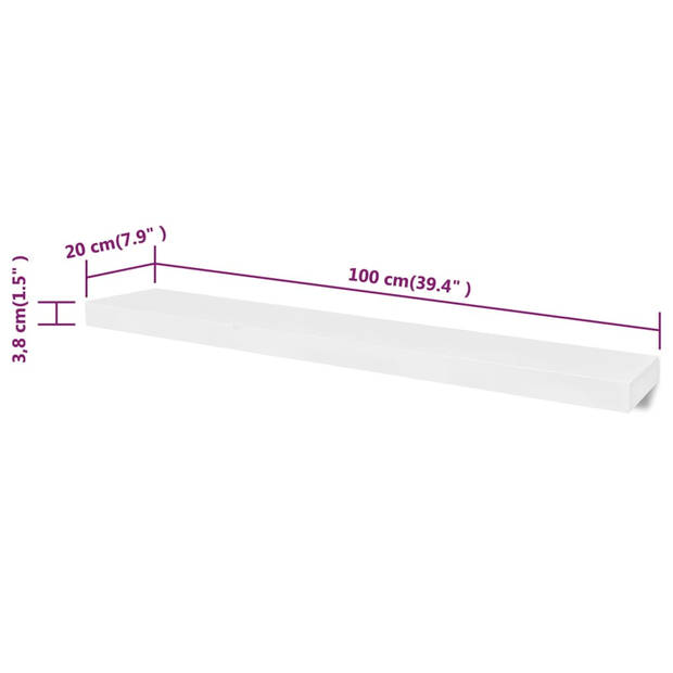 vidaXL Wandplanken 4 st 100 cm wit