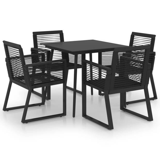 vidaXL 5-delige Tuinset PVC-rattan zwart