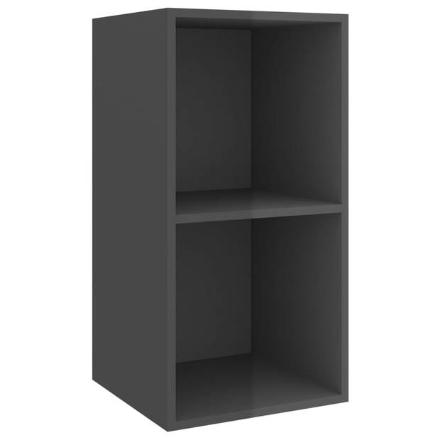 The Living Store Tv-meubelset - Hoogglans grijs - 37 x 37 x 72 cm / 37 x 37 x 107 cm - Spaanplaat