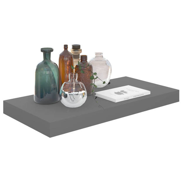 The Living Store Wandplankenset - Trendy honingraat MDF en metalen frame - 50 x 23 x 3.8 cm - Hoogglans grijs