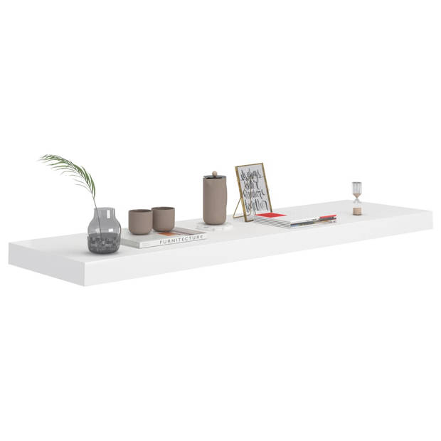 The Living Store Wandplanken Set - Trendy - 90x23.5x3.8 cm - Wit - Honingraat MDF en Metaal