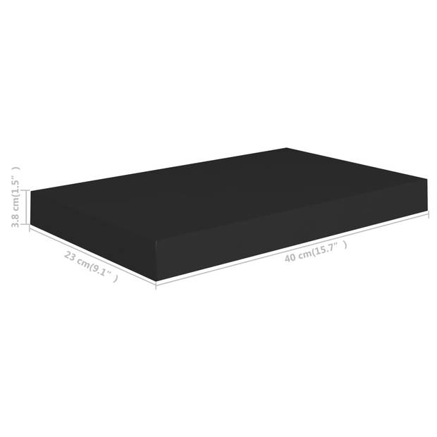 The Living Store Wandplanken - set van 2 - 40 x 23 x 3.8 cm - zwart - honingraat MDF en metaal