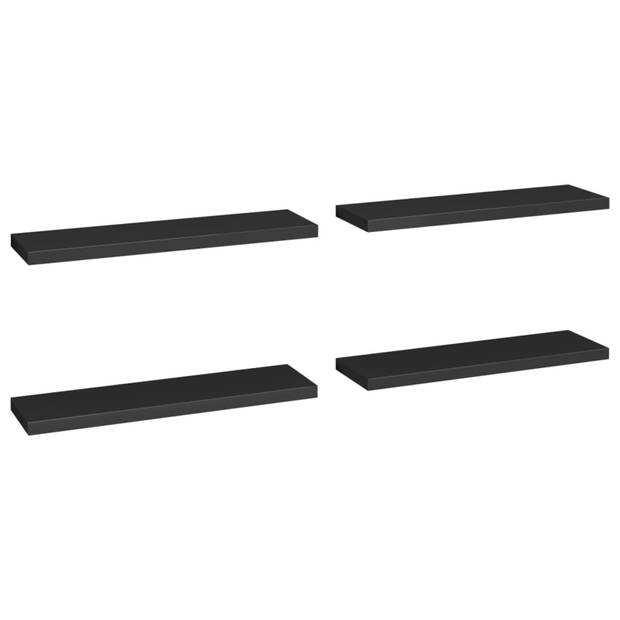 vidaXL Wandschappen zwevend 4 st 90x23,5x3,8 cm MDF zwart