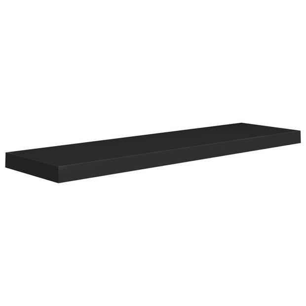 The Living Store Wandplanken - Set van 2 - Zwart - 90 x 23.5 x 3.8 cm - Honingraat MDF en metaal