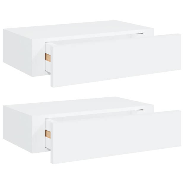 vidaXL Wandschappen 2 st met lade 40x23,5x10 cm MDF wit