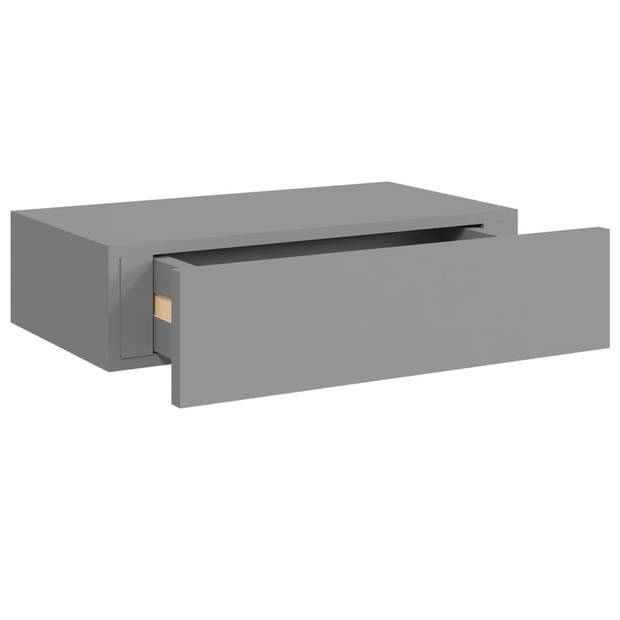 vidaXL Wandschap met lade 40x23,5x10 cm MDF grijs