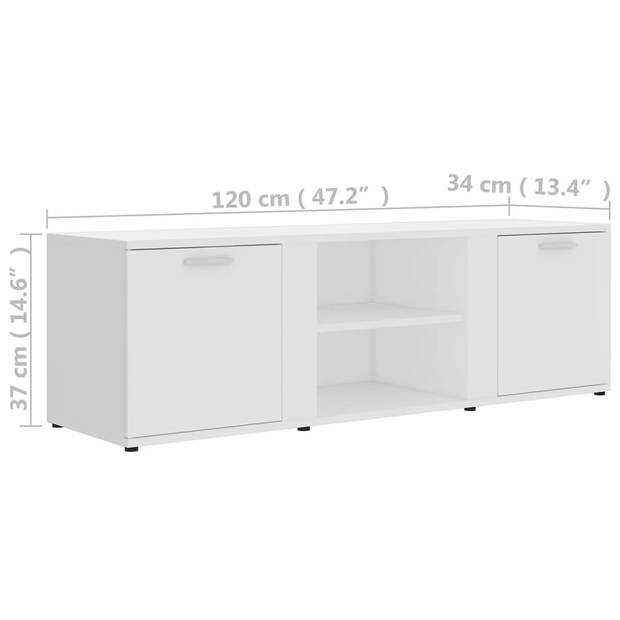 vidaXL Tv-meubel 120x34x37 cm bewerkt hout wit