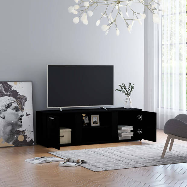 The Living Store Tv-meubel Classic - 120 x 34 x 37 cm - Zwart - Hoogwaardig bewerkt hout