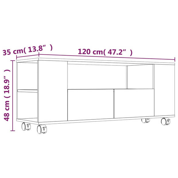 The Living Store TV-meubel Classic 120x35x48 cm - Bewerkt Hout - Betongrijs