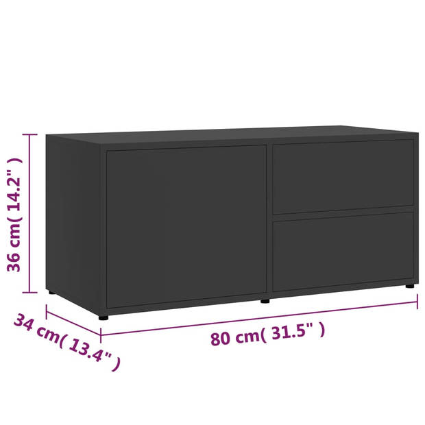 vidaXL Tv-meubel 80x34x36 cm bewerkt hout grijs