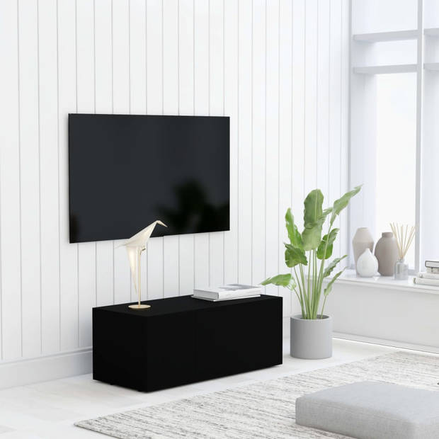 vidaXL Tv-meubel 80x34x30 cm bewerkt hout zwart