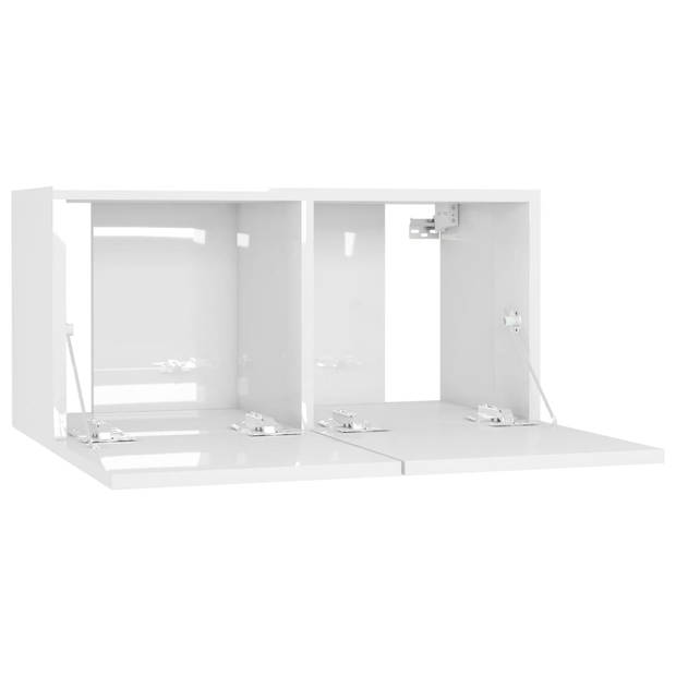 vidaXL TV-hangkasten 2 st 60x30x30 cm hoogglans wit