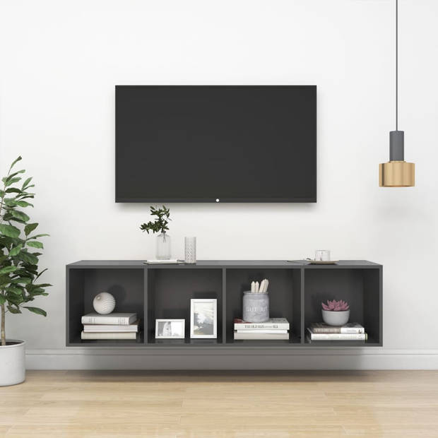 vidaXL Tv-wandmeubel 37x37x142,5 cm bewerkt hout grijs