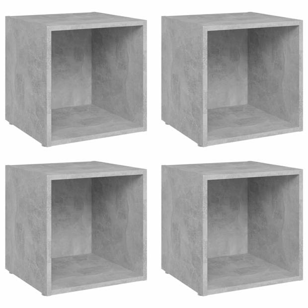 vidaXL Tv-meubelen 4 st 37x35x37 cm bewerkt hout betongrijs