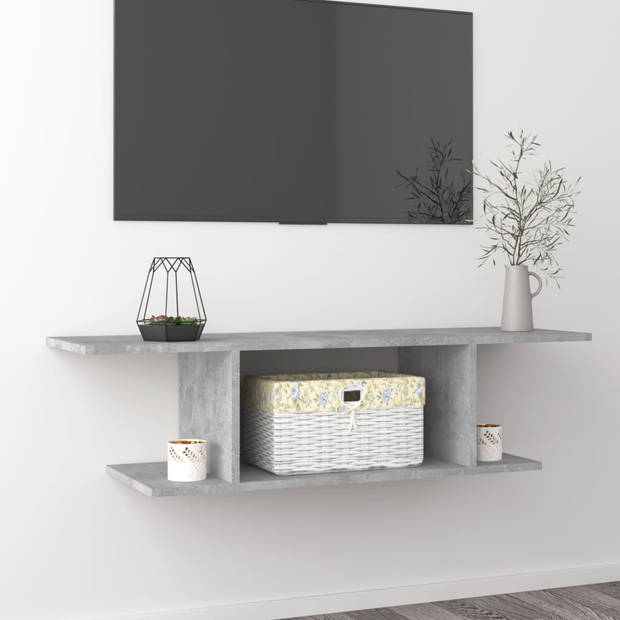 The Living Store Televisiewandkast - Betongrijs - 103 x 30 x 26.5 cm - Trendy en praktisch