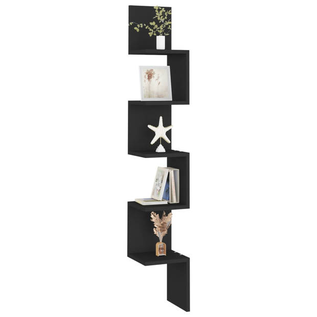 The Living Store Schap s Hangende Plank - 20 x 20 x 127.5 cm - Zwart