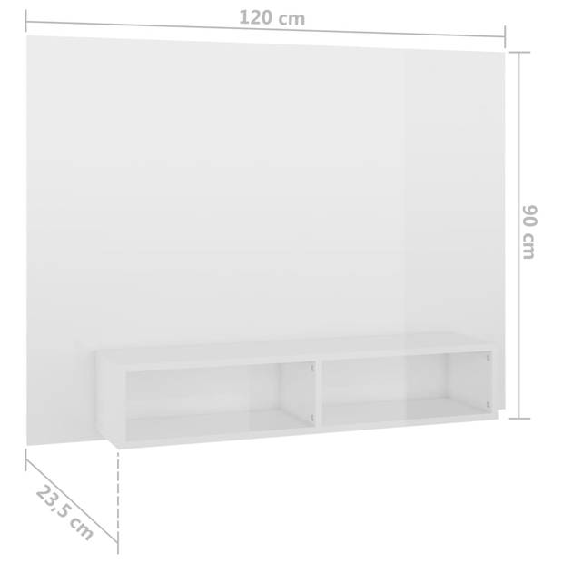 vidaXL Tv-wandmeubel 120x23,5x90 cm bewerkt hout hoogglans wit