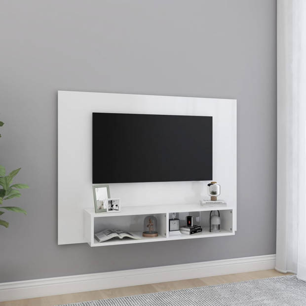 vidaXL Tv-wandmeubel 120x23,5x90 cm bewerkt hout hoogglans wit