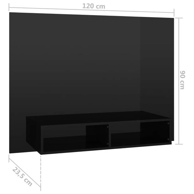vidaXL Tv-wandmeubel 120x23,5x90 cm bewerkt hout hoogglans zwart