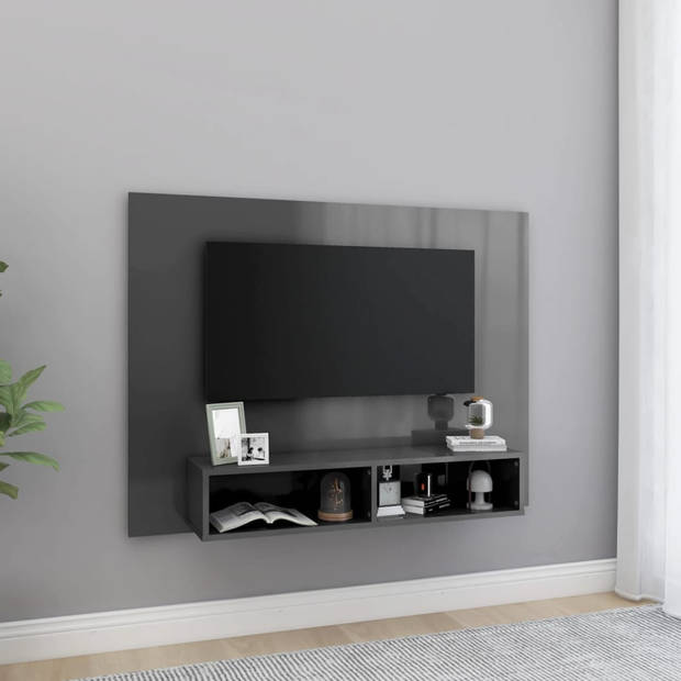 vidaXL Tv-wandmeubel 120x23,5x90 cm bewerkt hout hoogglans grijs