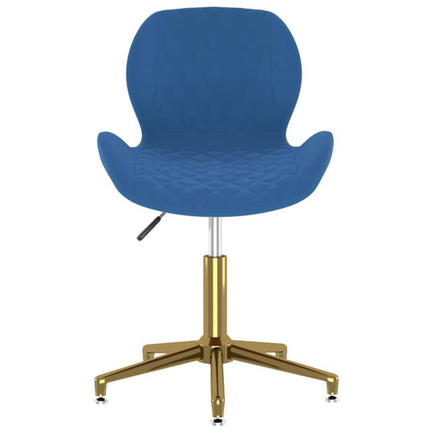 The Living Store Draaibare Eetkamerstoelen - Fluweel - Blauw - Goud - 39 x 51 x (71.5 - 86.5) cm - Gasveermechanisme