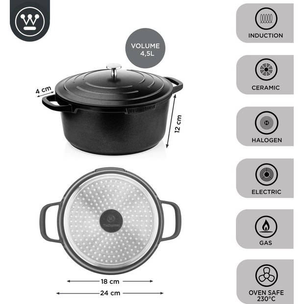 Westinghouse Braadpan Performance - Blissful Black - ø 24 cm / 4.5 liter