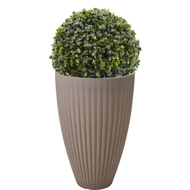 Pro Garden plantenpot/bloempot - 2x - Tuin - kunststof - lichtgrijs - D40 x H60 cm - Plantenpotten