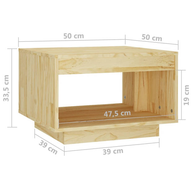vidaXL Salontafel 50x50x33,5 cm massief grenenhout
