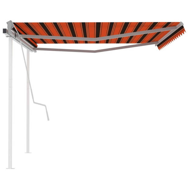 vidaXL Luifel handmatig uittrekbaar met palen 4,5x3 m oranje en bruin