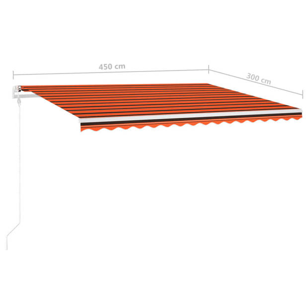 vidaXL Luifel handmatig uittrekbaar met palen 4,5x3 m oranje en bruin