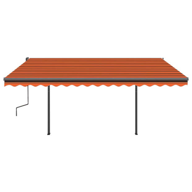 vidaXL Luifel handmatig uittrekbaar met palen 4x3 m oranje en bruin
