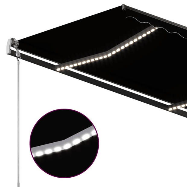 vidaXL Luifel automatisch met LED en windsensor 4x3 m antracietkleurig