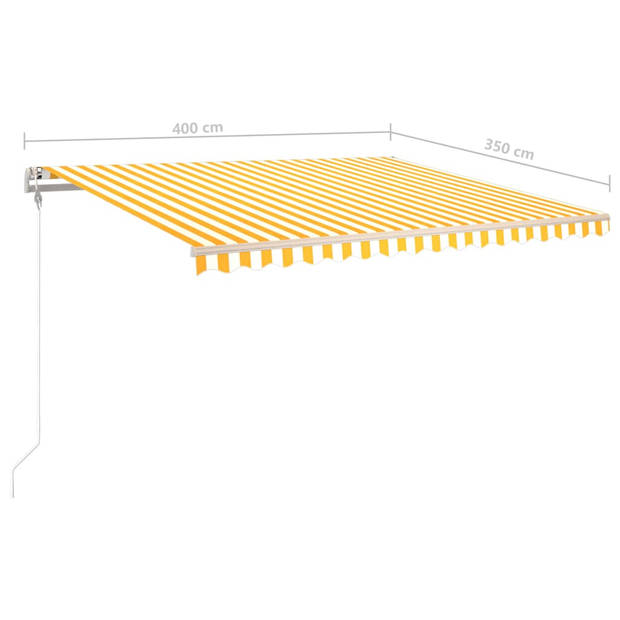 vidaXL Luifel handmatig uittrekbaar met LED 4x3,5 m geel en wit