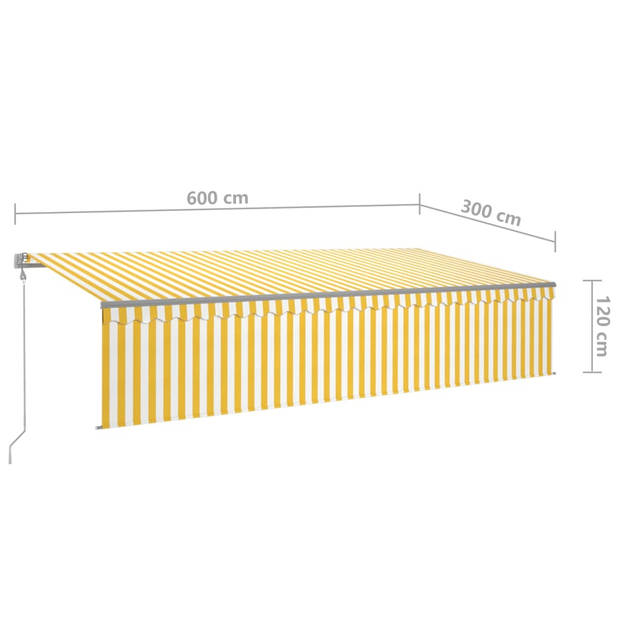 vidaXL Luifel automatisch rolgordijn LED windsensor 6x3 cm geel wit