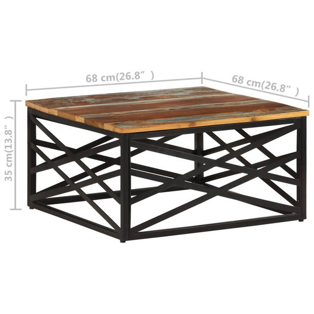 vidaXL Salontafel 68x68x35 cm massief gerecycled hout